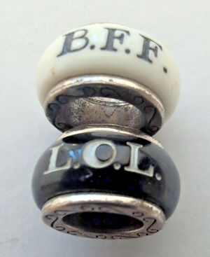 Brighton Charms BFF & LOL Black And White Enamel Retired